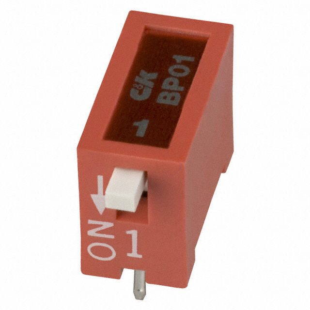 Dip Switch SPST 1 Position Through Hole, Right Angle Slide (Standard) Actuator 100mA 5VDC